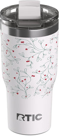 RTIC 20oz Essential Tumbler with Lid, Ceramic Lined, Insulated, Stainless Steel, Metal, Double Wall Vacuum-Insulation, Travel Cup for Iced Coffee, Tea, Hot and Cold Drink, Mistletoe by RTIC