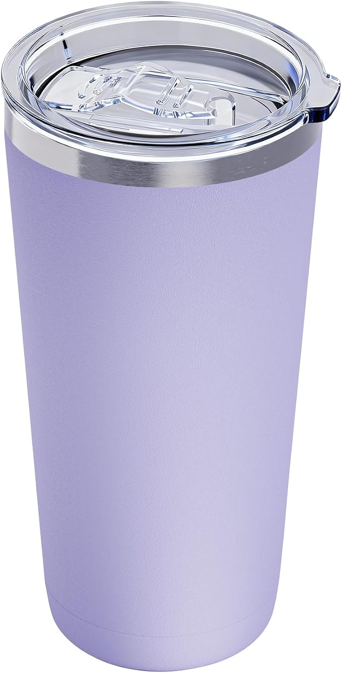 GGQ 20oz Travel Coffee Tumbler Food-Grade 304 Stainless Steel Vacuum Insulated Double Wall Leak-Proof Lid Reusable Straw Hot and Cold Drinks Cup Holder Friendly (Lavender) by GGQ