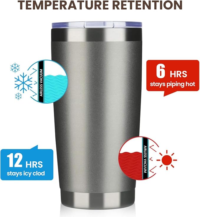 MEWAY 20oz Tumbler Cup Double Wall Vacuum Insulated Travel Mug Bulk, Stainless - Image 6