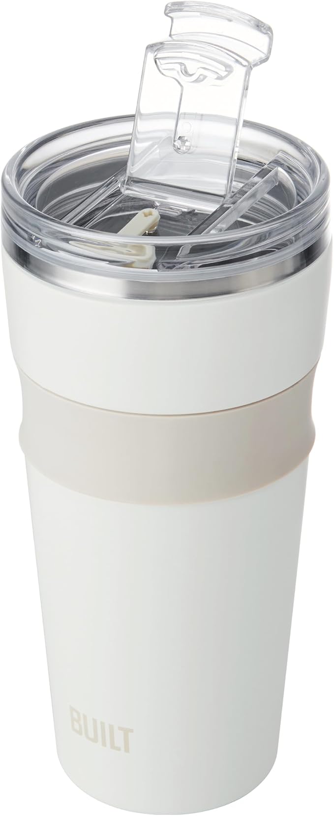 BUILT 24oz Shasta Double Wall Vacuum Insulated Stainless Steel Tumbler with Easy to Clean Flip to Open Lid, Marshmallow - Image 5