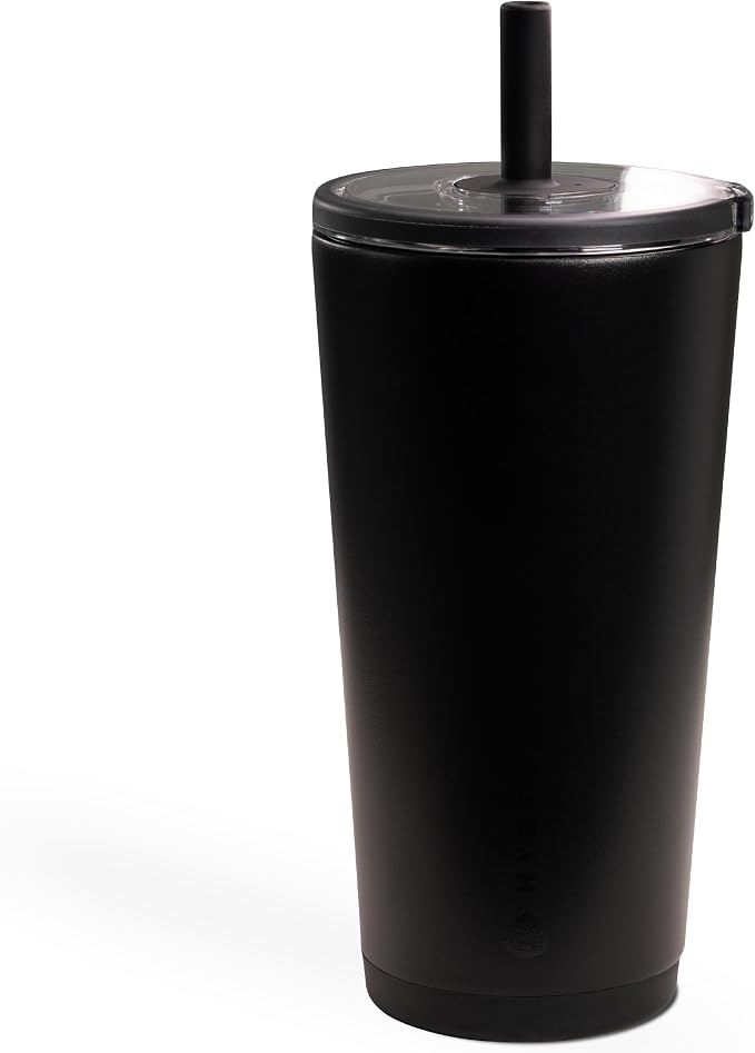 HydroJug Everyday Tumbler 20 oz – Ceramic-Lined Insulated Tumbler with Straw and Soft-Touch Lid, Cup Holder Friendly, Double-Wall Vacuum Insulation, Reusable Travel Cup – Black by Hydrojug