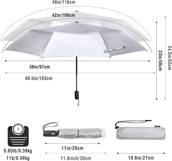 G4Free UPF 50+ UV Protection Large Travel Umbrella 42/46 Inch Auto Open Close - Image 8