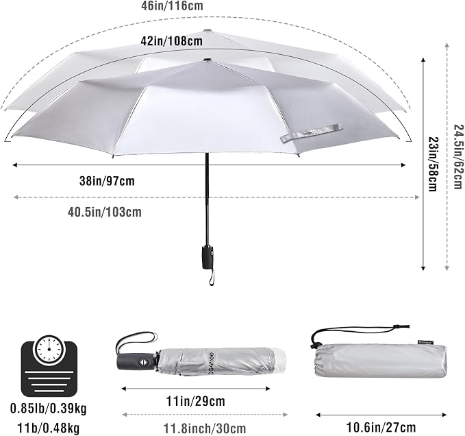 G4Free UPF 50+ UV Protection Large Travel Umbrella 42/46 Inch Auto Open Close - Image 4