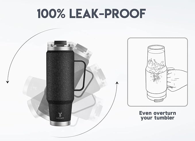Meoky 40oz Tumbler with Handle, Stainless Steel Travel Mug with 2-in-1 Straw and Sip Lid, Vacuum Insulated Coffee Mug, 100% Leak Proof, Keeps Cold for 34 Hours or Hot for 10 Hours (Night) - Image 5