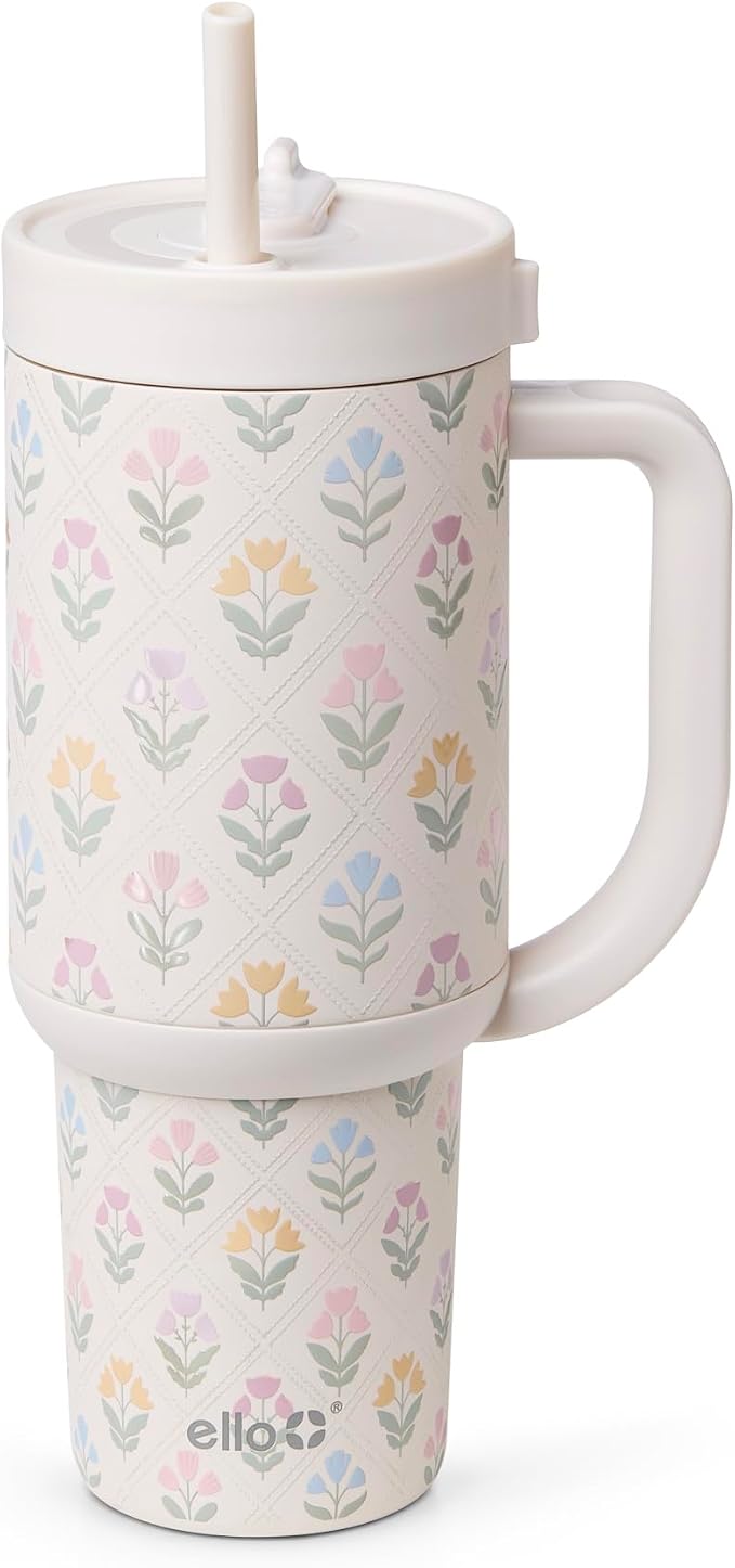 Ello Oasis 30oz Stainless Steel Water Bottle - Flower Quilt by Ello