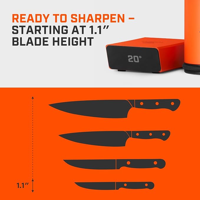TUMBLER Pro Rolling Knife Sharpener™ - Knife Sharpening Made Easy - Ultimate Gift for Father's Day - Kit with Removable Disc System - 4-Layer Diamond Sharpening Disc & EdgeBoost Ceramic Disc (Orange) - Image 8