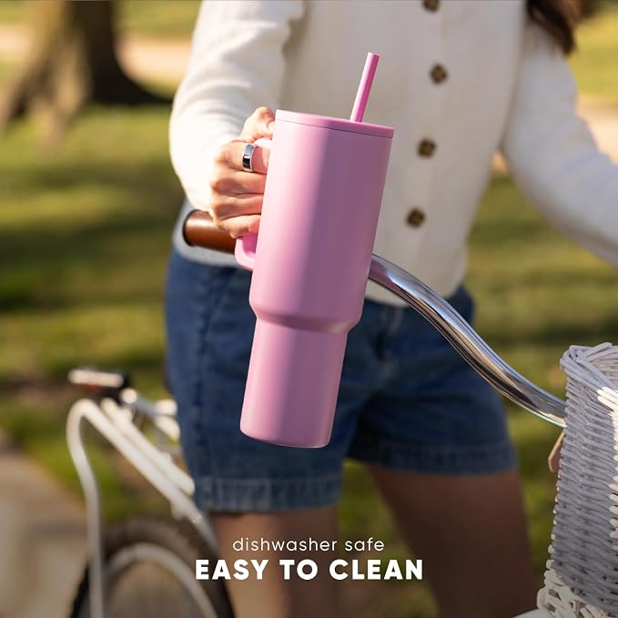 Simple Modern Easter 40 oz Trek Tumbler with Handle and Straw Lid | Cup Holder Friendly Insulated Stainless Steel Travel Mug | Easter Bunnies - Image 4