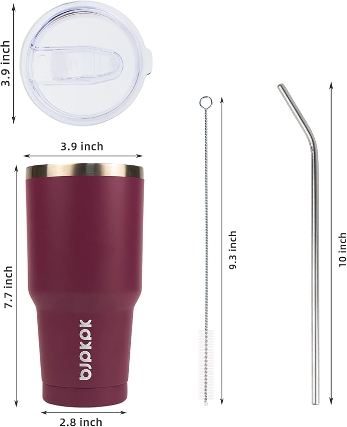 BJPKPK 30 oz Stainless Steel Insulated Tumbler with Lid and Straw, Reusable Ice Travel Coffee Thermal Tumblers Cup,Brick Red - Image 3