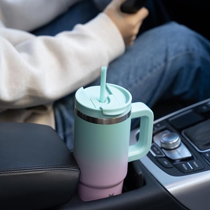 BJPKPK Tumbler With Handle And Straw 30oz Insulated Tumbler Cups With Lid Stainless Steel Travel Coffee Mug,Lemon - Image 6