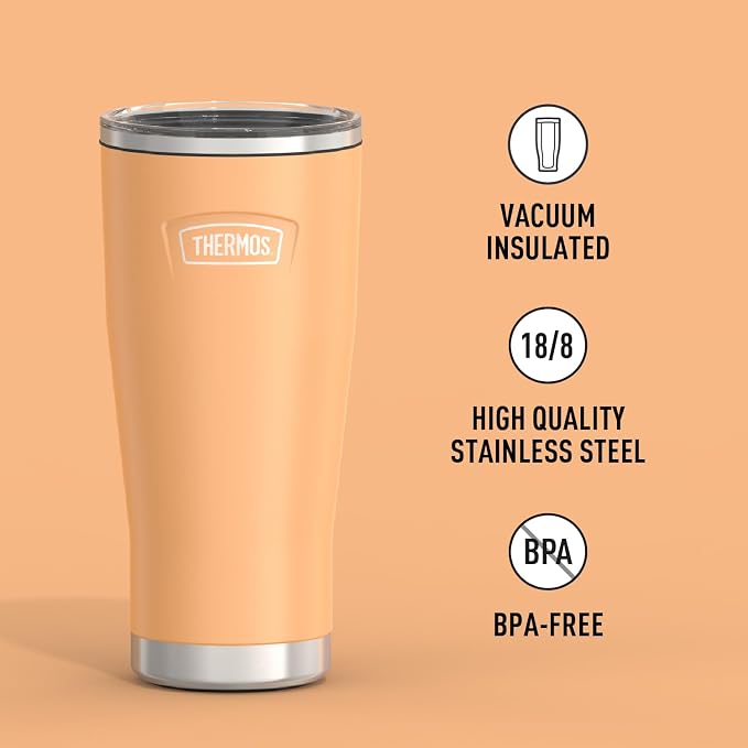 THERMOS ICON SERIES, Stainless Steel Tumbler with Slide Lock, 24 Ounce, Melon - Image 2