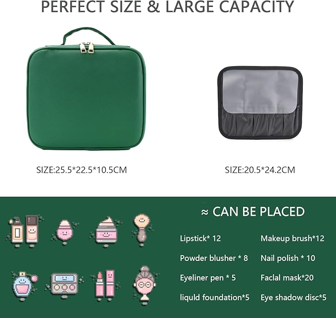 Makeup Bag with Led Mirror, Travel Makeup Organizer with 3 Color Setting & 10X - Image 2