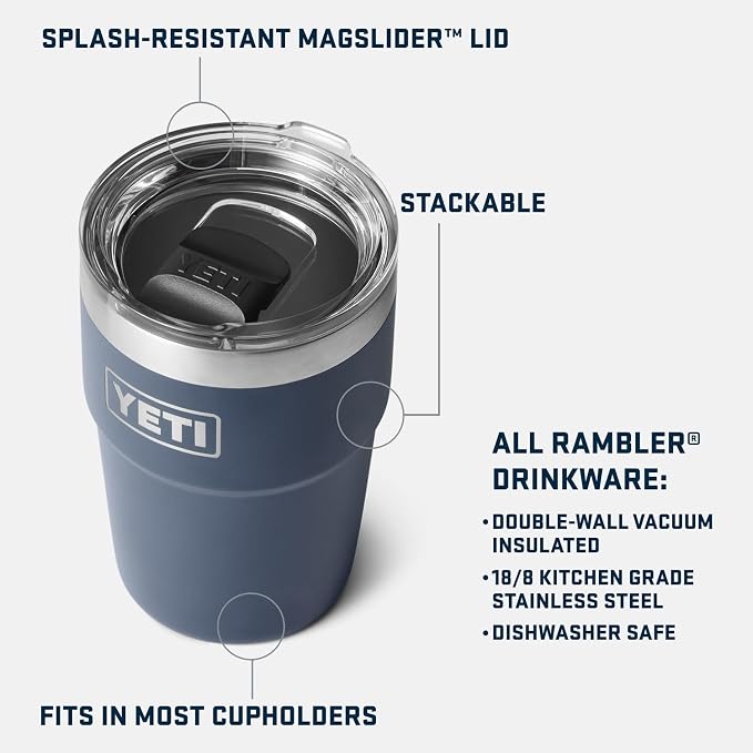 YETI Rambler 16 oz Stackable Tumbler, Vacuum Insulated, Stainless Steel with MagSlider Lid | Stackable, Vacuum Insulated, MagSlider Lid, Stackable, Vacuum Insulated, MagSlider Lid - Image 2