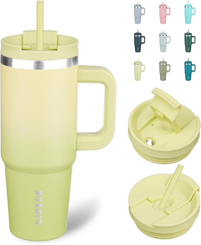 BJPKPK 30 oz Tumbler With Handle Insulated Tumblers With Lid And Straw Stainless Steel Thermal Cup,Lime by BJPKPK