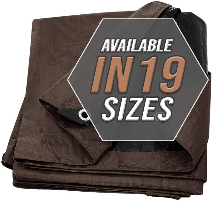 Tarp Cover Brown/Black 2-Pack Heavy Duty 20 Mill Thick Material, Waterproof by Trademark+Supplies