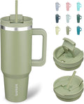 BJPKPK 40 oz Insulated Tumbler With Lid And Straw Stainless Steel Tumblers Cup With Handle For Women And Men,Sage by BJPKPK