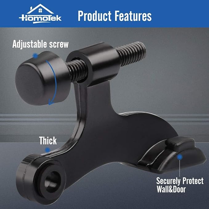 HOMOTEK 24 Pack Hinge Pin Black Door Stopper, Adjustable Deluxe Heavy Duty Door - Image 2