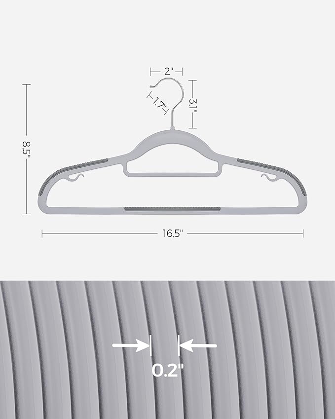 SONGMICS Pack of 50 Coat Hangers, Space-Saving Plastic Clothes Hangers - Image 6