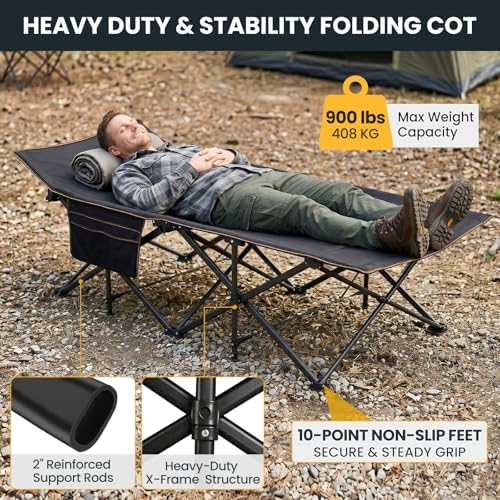 LILYPELLE Oversized XXL Folding Camping Cot, 32" Heavy Duty Sleeping Cots - Image 5