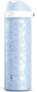 24 oz Insulated Water Bottle with Straw: Meoky Stainless Steel Metal Water Bottle with 2-in-1 Lid - Leak Proof, Cold for 24 Hours, Fits in Car Cup Holder, BPA-Free for Gym Travel Sports, Blue Whale by MEOKY