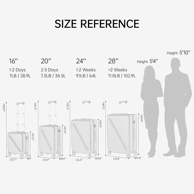 MILADA Hard Case Luggage, 24 Inch Luggage - Image 3