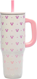 Zak Designs Disney Sutton Travel Tumbler for On the Go or At Home, 40oz Stainless Steel with Vacuum Insulation, Silicone Straw, Carry Handle, and 3D Artwork for Cold Drinks (Minnie Mouse) by ZakDesigns