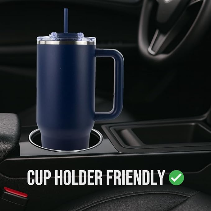 Hogg Big Swig 40 oz Tumbler with Handle and Straw - Navy Blue, 40oz Insulated Stainless Steel, Water Tumbler with Straw, Water Cup with Handle, Versatile Leak Proof Lid - Image 7