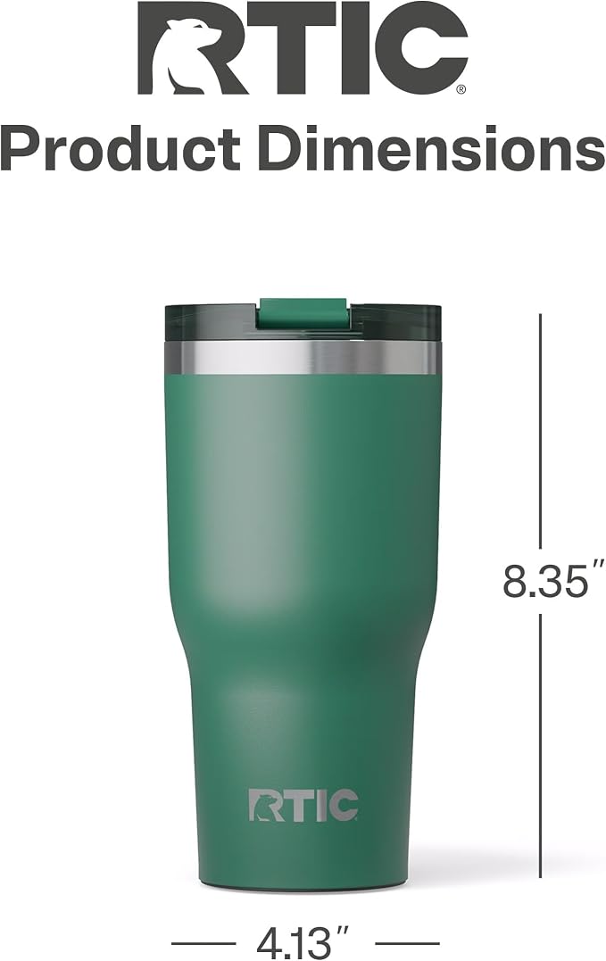 RTIC 30oz Essential Tumbler with Lid, Ceramic Lined, Insulated, Stainless Steel, Metal, Double Wall Vacuum-Insulation, Travel Cup for Iced Coffee, Tea, Hot and Cold Drink, Pine Tree - Image 5