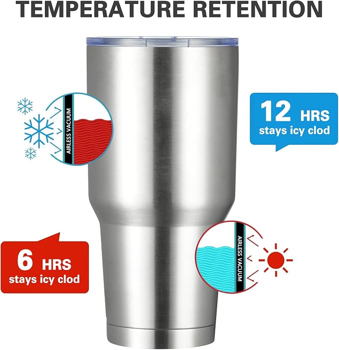 MEWAY 30oz Insulated Tumbler With Lids and Straws,Stainless Steel Double Vacuum Coffee Tumbler Cup, Brush, Durable Powder Coated Coffee Cup for Cold & Hot Drinks, Office(Silver,4 PACK) - Image 2