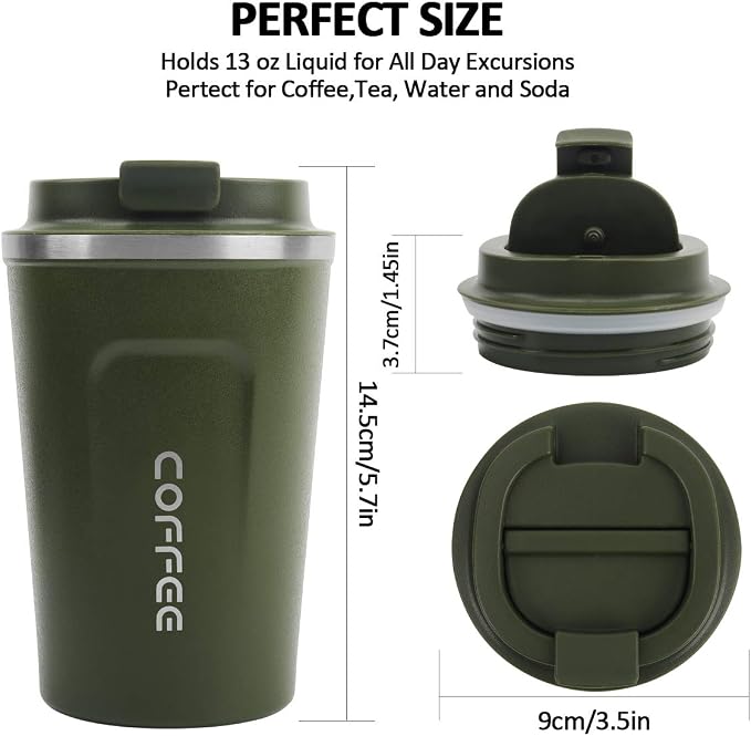 CS COSDDI 12 oz Stainless Steel Vacuum Insulated Tumbler - Coffee Travel Mug Spill Proof with Lid - coffee Cup for Keep Hot/Ice Coffee,Tea and Beer (Green) - Image 3
