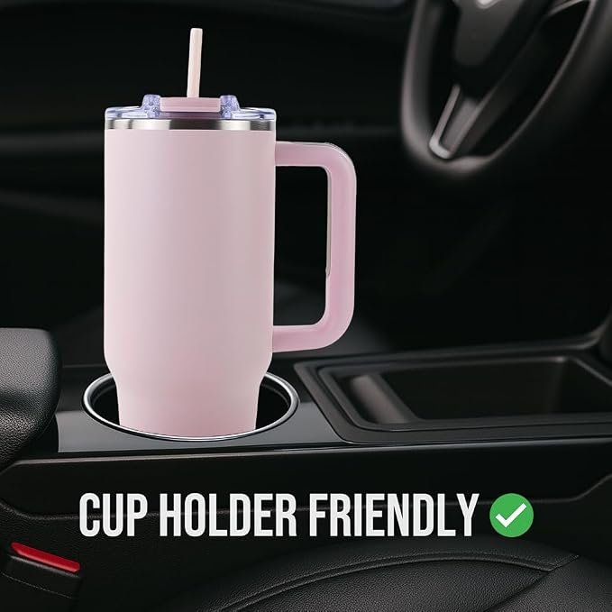 Hogg Big Swig 40 oz Tumbler with Handle and Straw - Light Pink, 40oz Insulated Stainless Steel, Water Tumbler with Straw, Water Cup with Handle, Versatile Leak Proof Lid - Image 7