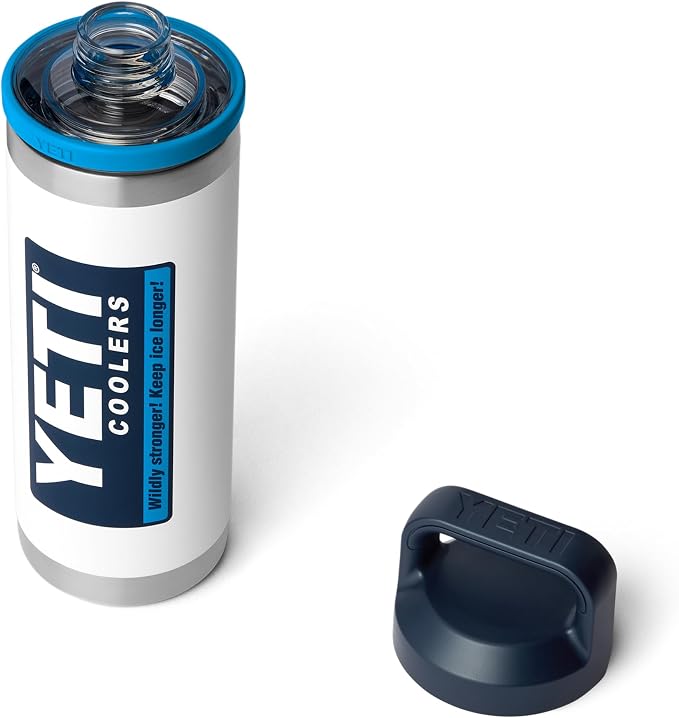 YETI Rambler 18 oz Bottle, Leakproof, Vacuum Insulated, Stainless Steel with Chug Cap, White/Blue - Image 3