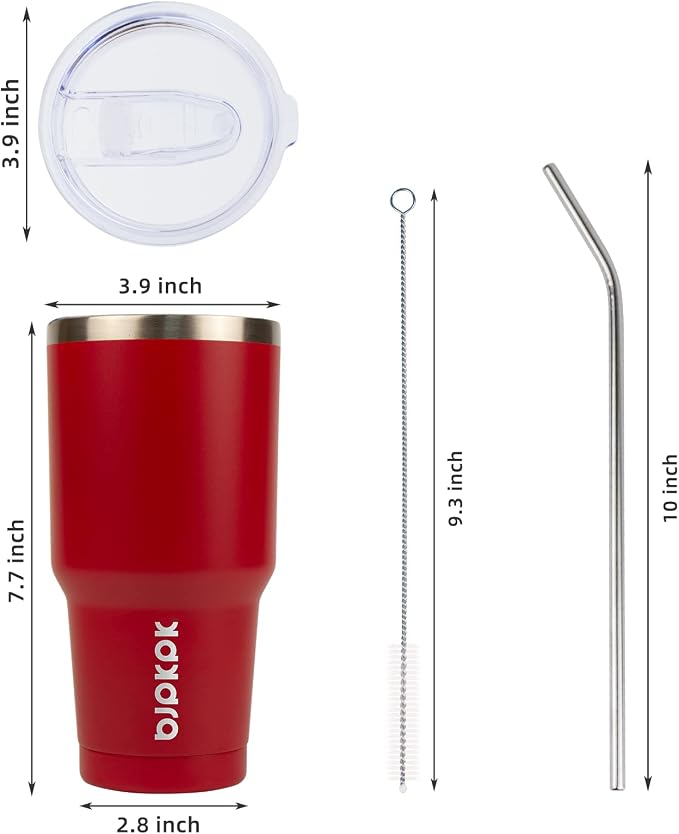 BJPKPK 30 oz Tumbler with Lid and Straw, Stainless Steel Insulated Travel Coffee Mug Reusable Thermal Cup,Red - Image 3