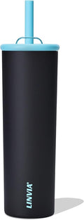 Candy Tumbler, 25 oz Insulated Stainless Steel Water Bottle, 2-in-1 Lid with Flexible Straw, BPA-Free, Cup Holder Friendly, Dishwasher Safe, Dark Black by LINVIA