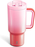 Meoky 32 oz Tumbler with Handle and Flip Straw, 100% Leakproof Tumbler with Lid and Straw, Stainless Steel Insulated Cup, Cupholder Friendly, Keeps Cold for 24 Hours (Flamingo) by MEOKY