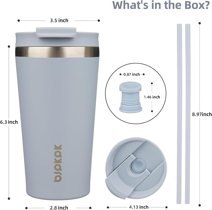 BJPKPK 18oz Stainless Steel Insulated Tumbler With lid And Straw Travel Coffee Thermal Tumblers Cup For Women And Men,Modern Blue - Image 2