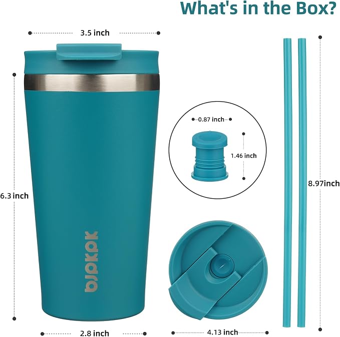 BJPKPK 18oz Tumbler With lid And Straw Stainless Steel Travel Coffee Mug Insulated Tumblers Cups,Laguna - Image 2