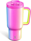 Meoky 32 oz Tumbler with Handle and Flip Straw, 100% Leakproof Tumbler with Lid and Straw, Stainless Steel Insulated Cup, Cupholder Friendly, Keeps Cold for 24 Hours (Carnival) by MEOKY