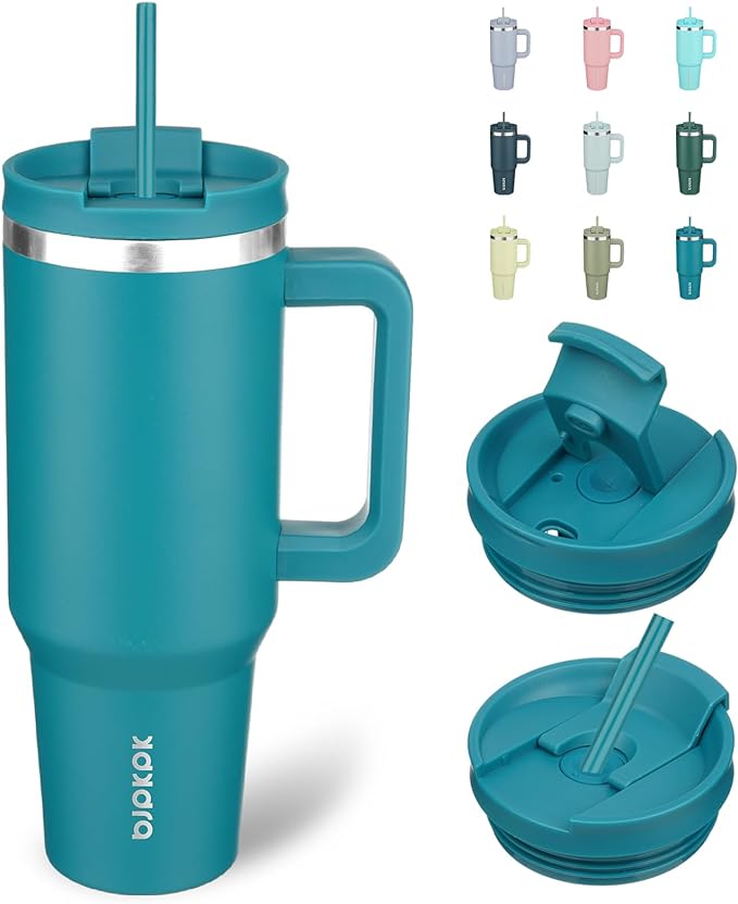 BJPKPK Insulated Tumblers With Handle And Straw 40 oz Stainless Steel Tumbler Cups With Lid,Laguna by BJPKPK
