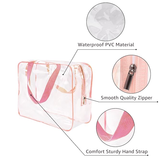 3Pcs Crystal Clear PVC Travel Toiletry Bag Kit - Image 6