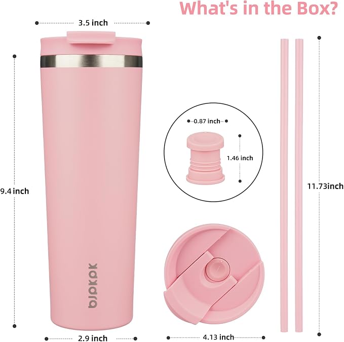 BJPKPK 30oz Tumbler With lid And Straw Stainless Steel Travel Coffee Mug Insulated Tumblers Cups,Light Pink - Image 2