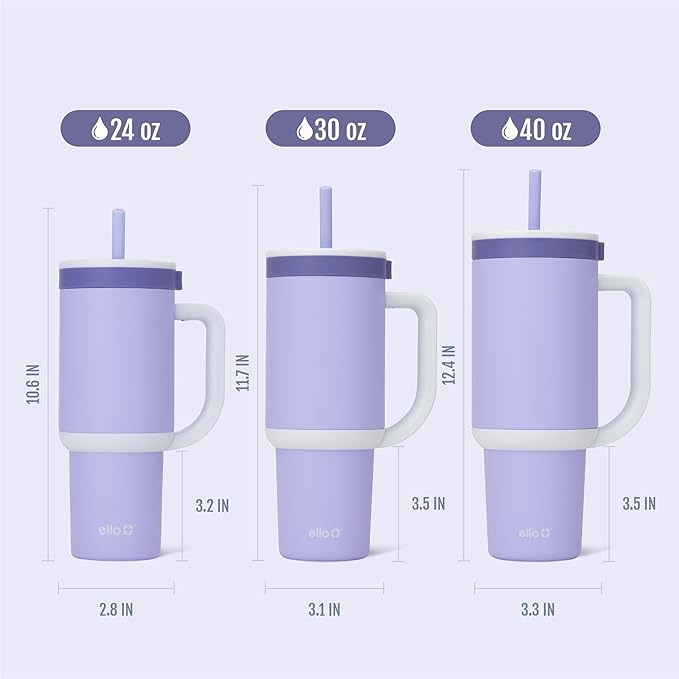 Ello Oasis 24oz Tumbler with Handle & Retracting Straw | Reusable Insulated Stainless Steel Cup 100% Leakproof, Gifts for Teens Women Men | Keeps cold for 24 Hours, Cup Holder Friendly, Twilight Blush - Image 8