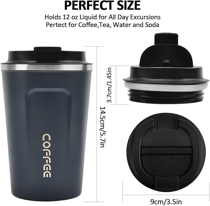 CS COSDDI 12 oz Stainless Steel Vacuum Insulated Tumbler - Coffee Travel Mug Spill Proof with Lid - coffee Cup for Keep Hot/Ice Coffee,Tea and Beer (Tibetan blue) - Image 3