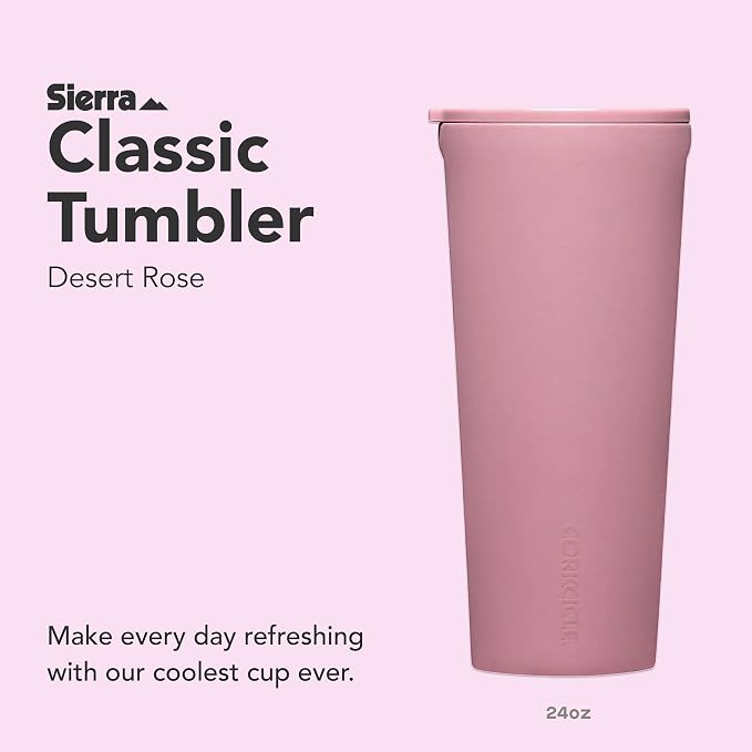 Corkcicle Classic Tumbler - Keeps Drinks Cold for 9 Hours & Hot for 3 - Triple-Insulated Stainless Steel - Holiday Tumbler Gift - 24 oz - Desert Rose - Image 2