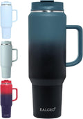 EALGRO 50 oz Tumbler with Handle, Insulated Tumblers with Lid and Straw, Large Metal Sports Water Bottle Jug, Thermal Stainless Steel Travel Coffee Mug Cup, Indigo Black by EALGRO