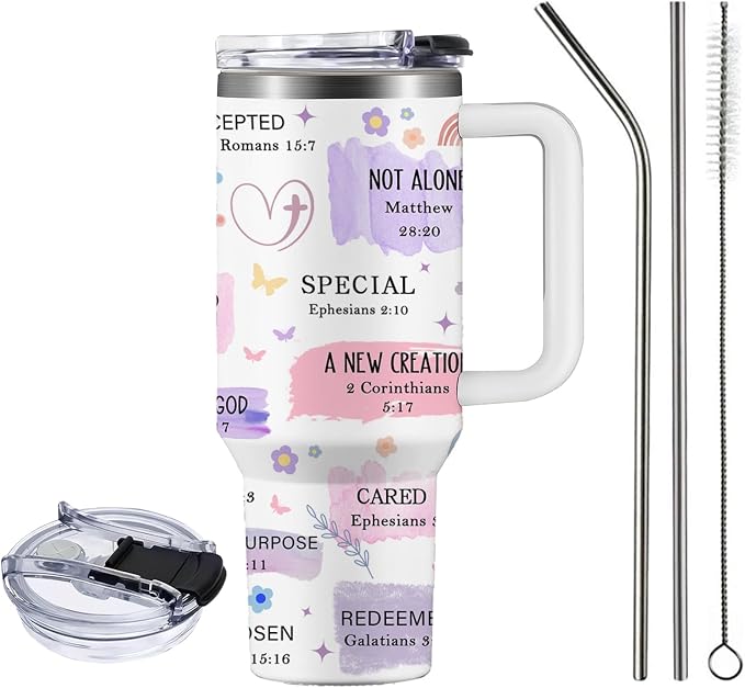 Christian Gifts for Women, 40 oz God Says You Are Tumbler with Handle, Inspirational Religious Birthday Gifts for Faith Cup, Christian Spiritual Catholic Jesus Bible Pastor Prayer Gifts for Christmas - Image 3