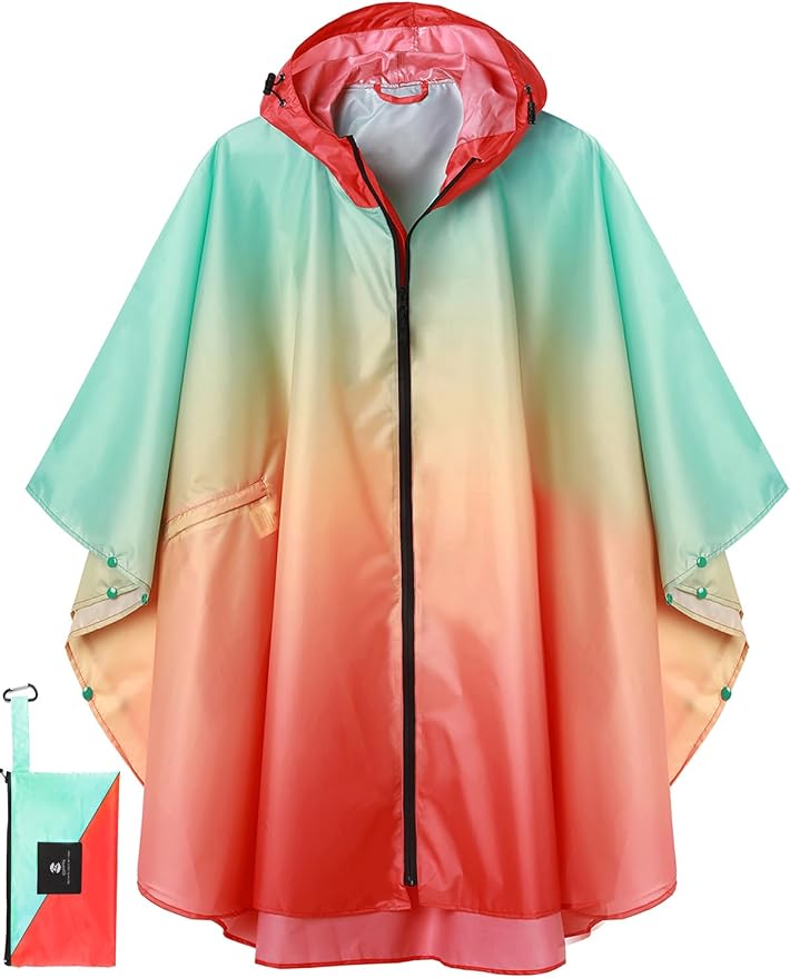 SaphiRose Rain Poncho Jacket Coat Hooded by SaphiRose
