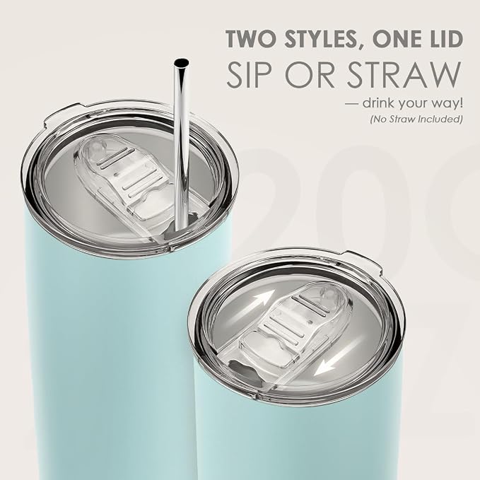 SANDJEST Stainless Steel Tumbler 20 oz, Double Wall Vacuum Insulated Mug with Lid, Travel Coffee Cup for Women Girls Friends Sisters, Birthday Christmas (Pale Turquoise) - Image 5
