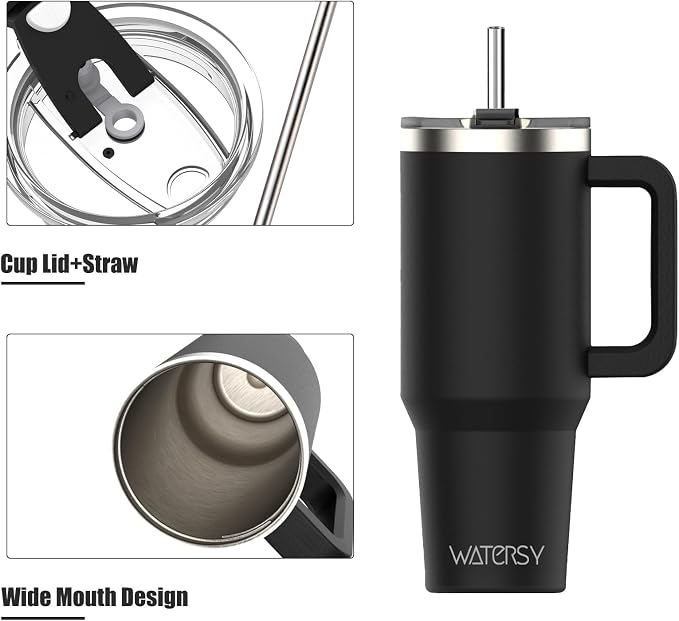 20 oz Tumbler with Handle,Tumbler with Lid and Straw,Double Wall Insulated Cup Stainless Steel Travel Mug(Cold for 34 Hours),Water Bottle for Iced Tea,Coffee,Cold Beverages(Black) - Image 9
