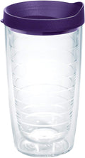 Tervis Clear & Colorful Lidded Made in USA Double Walled Insulated Tumbler Travel Cup Keeps Drinks Cold & Hot, 16oz, Royal Purple Lid, 2 Piece Set by TervisTumblerCompany