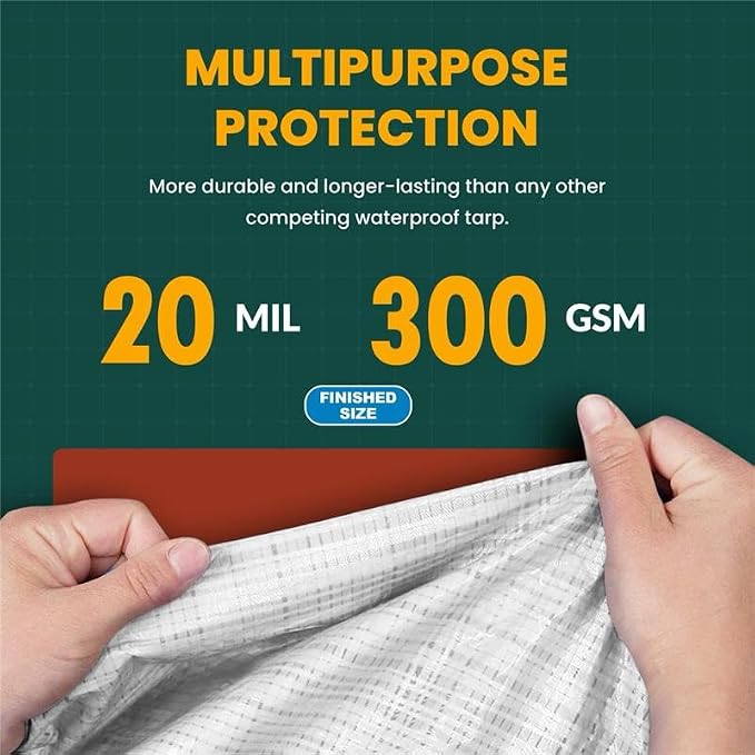 Tarp Cover White Heavy Duty 20 Mill Thick Material, Waterproof 20'X20' Great - Image 3